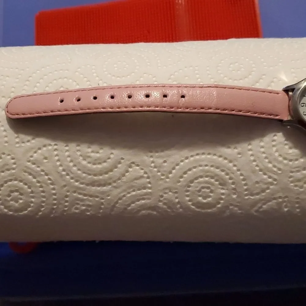 TIMEX T79081 Easy Read Women's or Kids Silver Face Watch Pink Vegan Leather Band